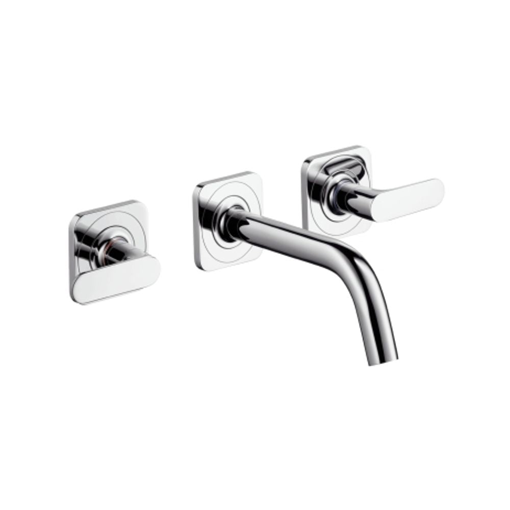 AXOR Citterio M 3-Loch Waschtischarmatur Unterputz für Wandmontage mit Auslauf 166 mm, Hebelgriffen und Rosetten Chrom, 34313000