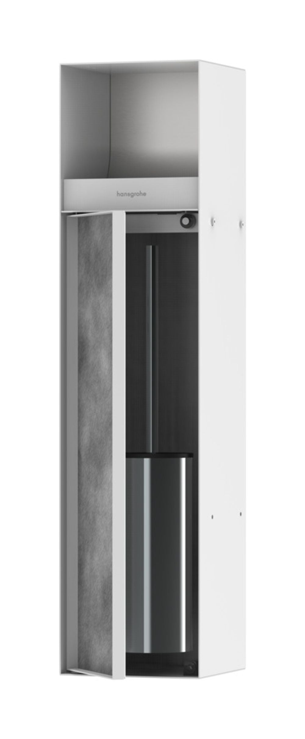 hansgrohe XtraStoris Rock Einbau Toilettenbürstenhalter mit Papierhalter und befliesbarer Tür Mattweiß, 56062700