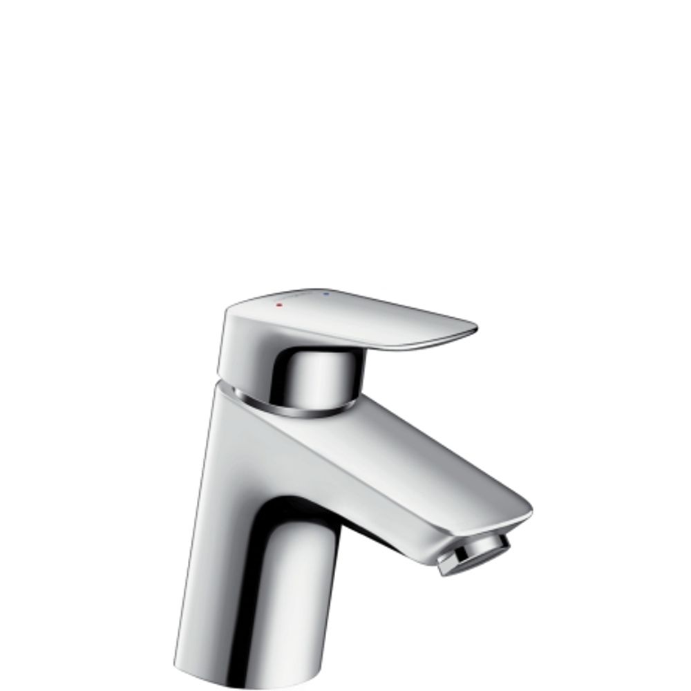 hansgrohe Logis Einhebel-Waschtischmischer 70 für Niederdruck/offene Warmwasserbereiter mit Push-Open Ablaufgarnitur Chrom, 71074000
