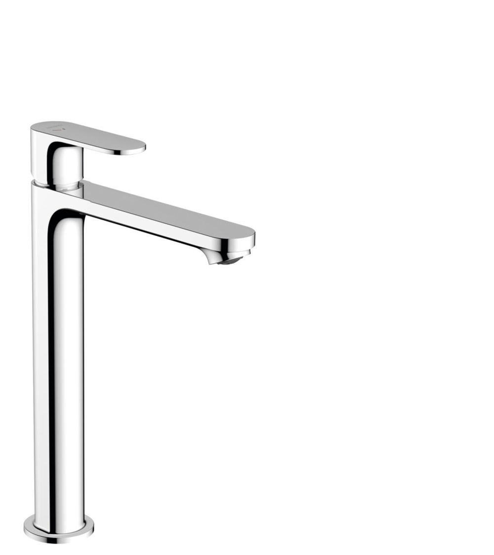 hansgrohe Rebris S Einhebel-Waschtischmischer 240 CoolStart für Aufsatzwaschtische mit Zugstangen-Ablaufgarnitur Chrom, 72580000