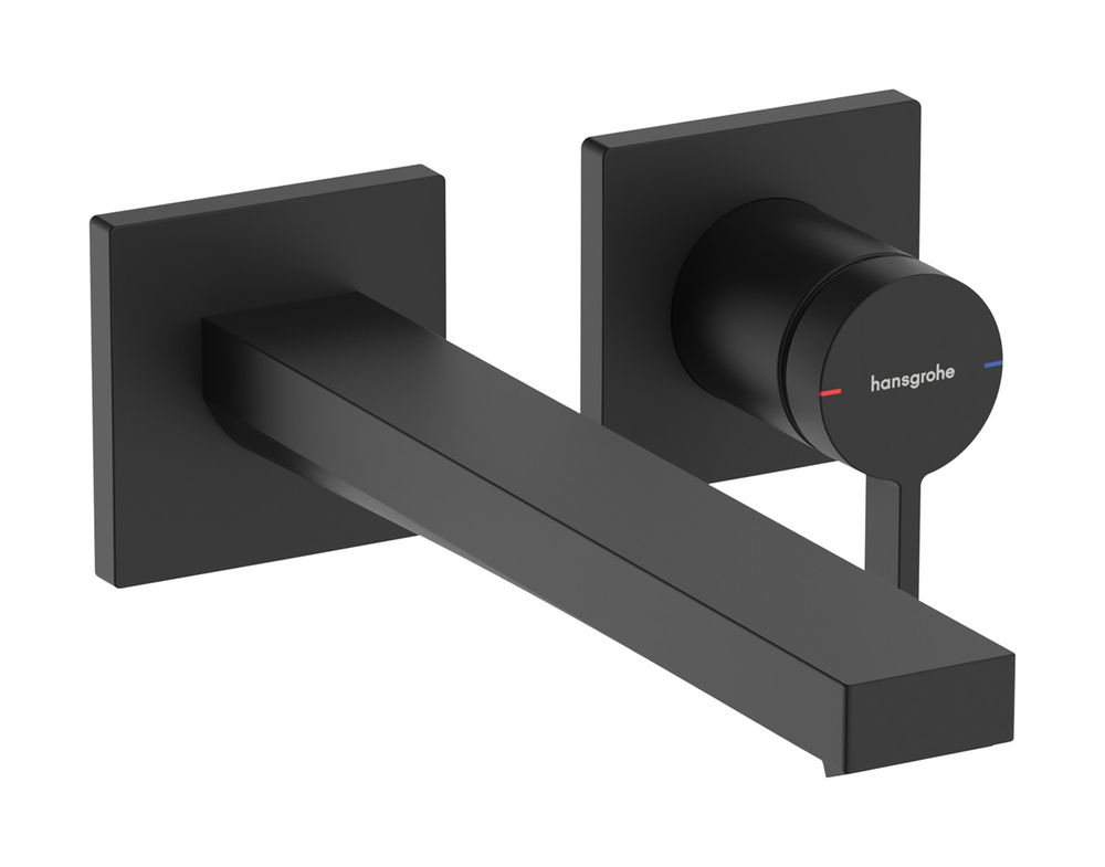Hansgrohe HG Tecturis E Einhebel-Waschtischmischer Unterputz für Wandmontage EcoSmart+ mit Auslauf 22,5 cm Mattschwarz, 73051670