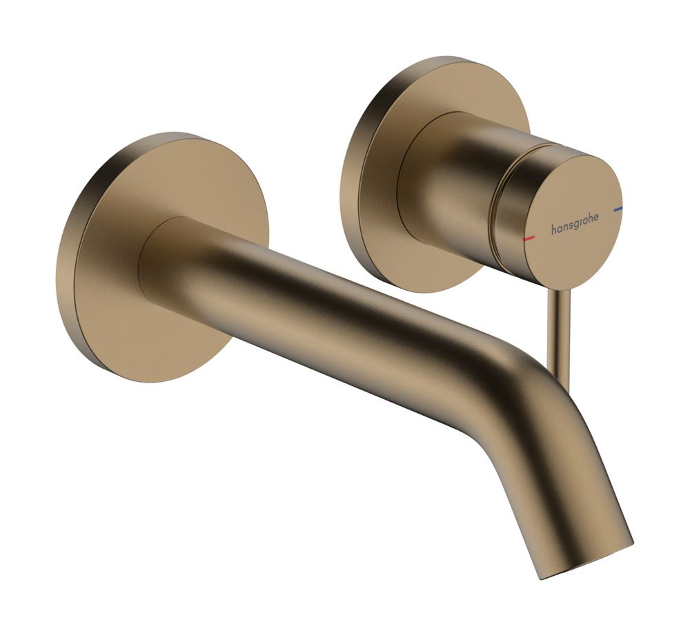 hansgrohe Tecturis S Einhebel-Waschtischmischer Unterputz für Wandmontage EcoSmart+ mit Auslauf 16,5 cm Brushed Bronze, 73350140