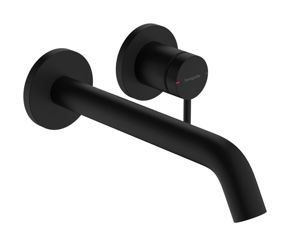 hansgrohe Tecturis S Einhebel-Waschtischmischer Unterputz für Wandmontage EcoSmart+ mit Auslauf 22,5 cm Mattschwarz, 73351670