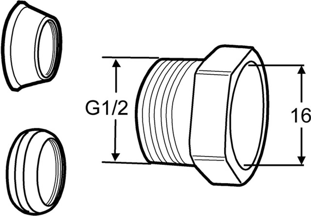 TA Kombi-Kupplung, 16 mm, Rp 1/2 IG für CU- oder Präzisionsstahlrohr, 53235114