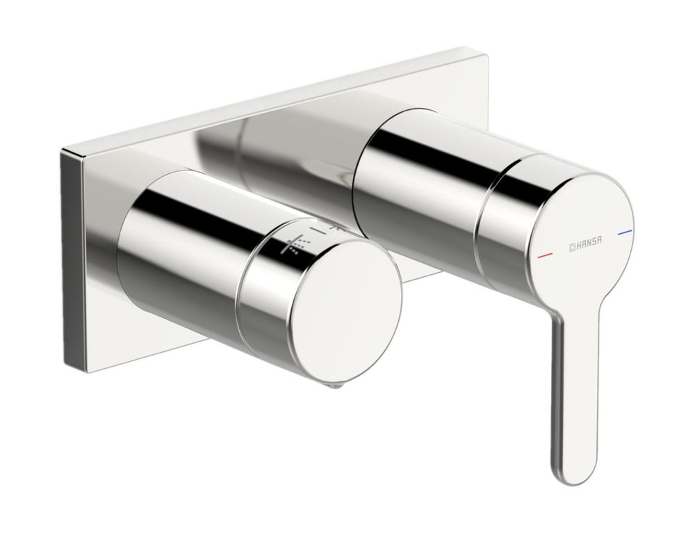 HANSA Einhebelmischer Fertigmontageset für Wanne/Brause HANSADESIGNO Style 4451 Rosette eckig Chrom, 44519583