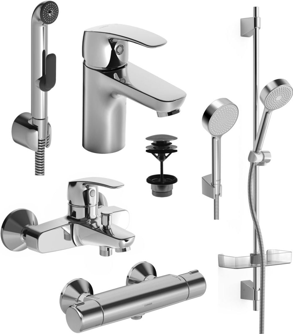 HANSA Badezimmer Armaturen Paket HANSAPINTO 4553 DN15 Chrom, 45530080