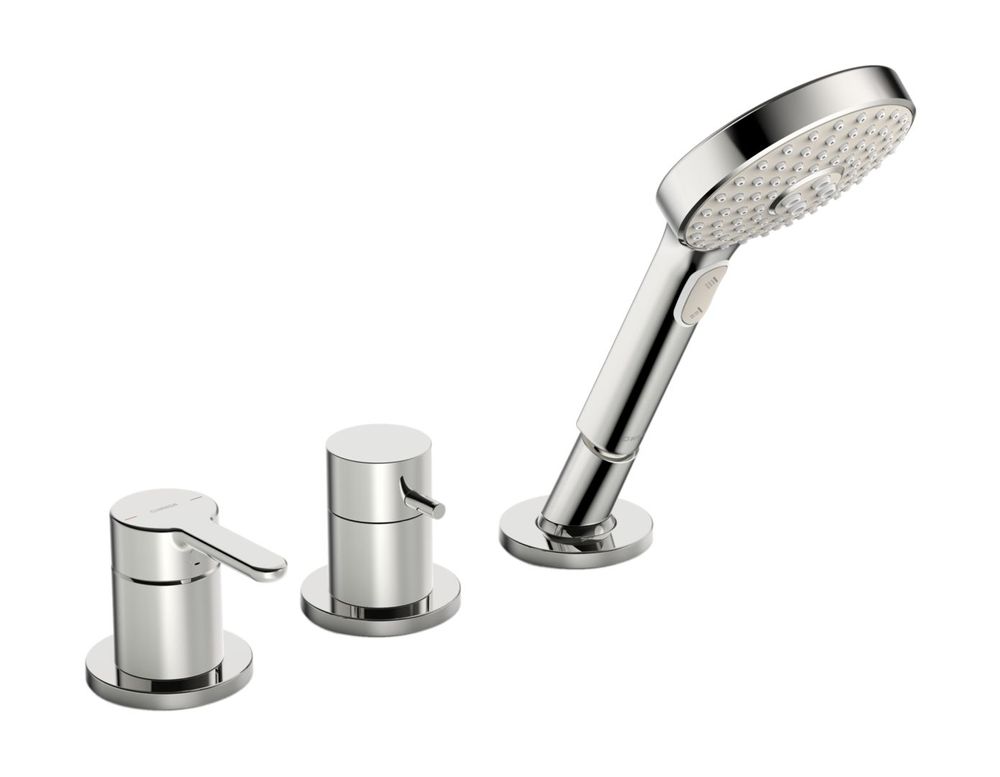 HANSA Einhebelmischer Fertigmontageset für Wanne/Brause HANSADESIGNO Style 5325 Rosette rund 3-strahlig Chrom, 53259063