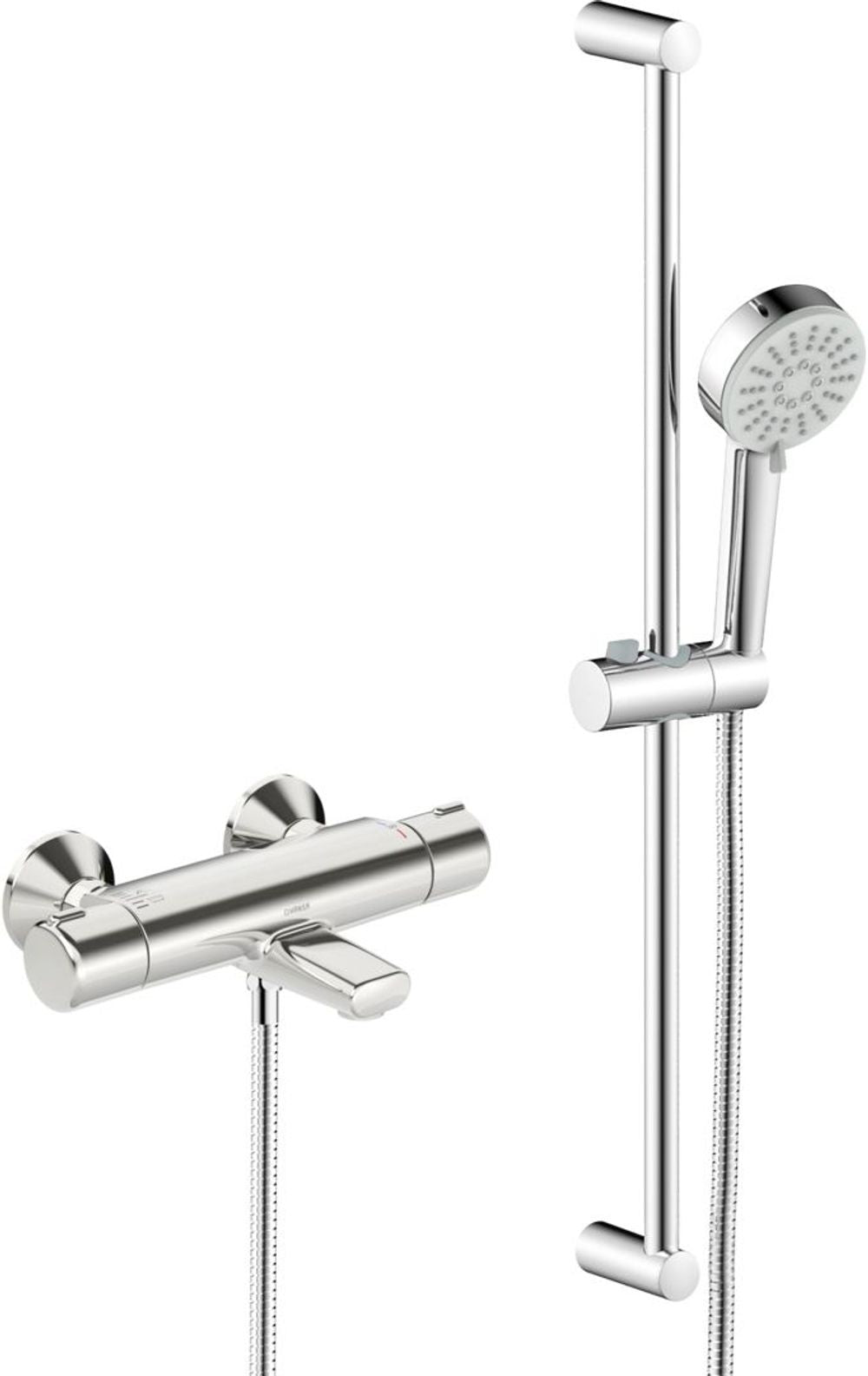 HANSA Wanne und Brause Armatur mit Brausestangengarnitur HANSABASIC 5516 3-strahlig Ausladung 160 mm DN15 Chrom, 55162131