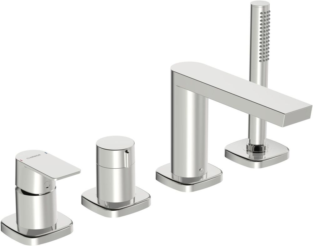 HANSA Einhebelmischer Fertigmontageset für Wanne/Brause HANSASTELA 5730 Rosette soft edge Chrom, 57302173