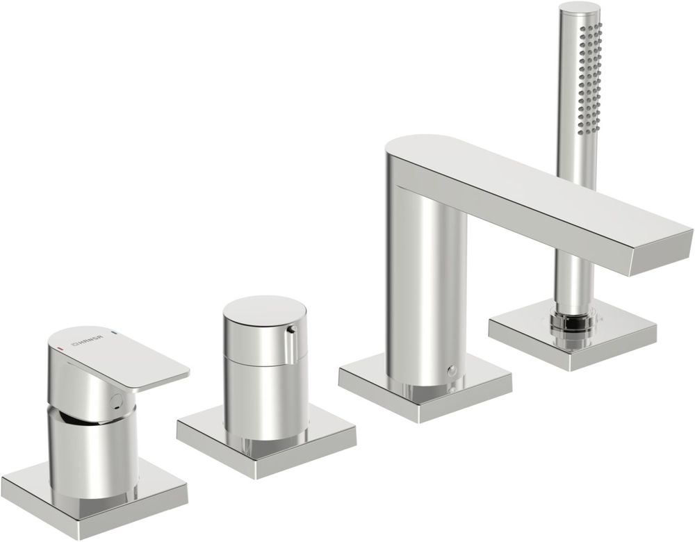 HANSA Einhebelmischer Fertigmontageset für Wanne/Brause HANSASTELA 5730 Rosette eckig Chrom, 57302473