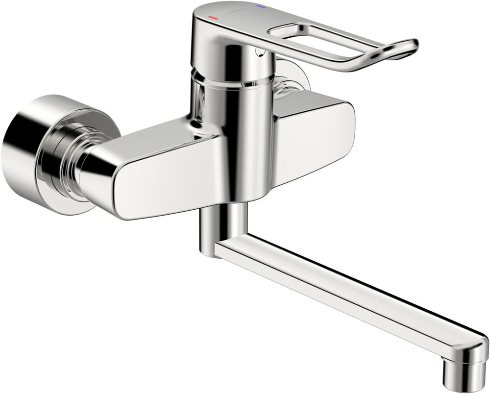 HANSA Einhebelmischer Waschtischbatterie HANSACLINICA 0153 Bügelhebel Bedienungshebel lang Ausladung 277 mm DN15 Chrom, 01536286