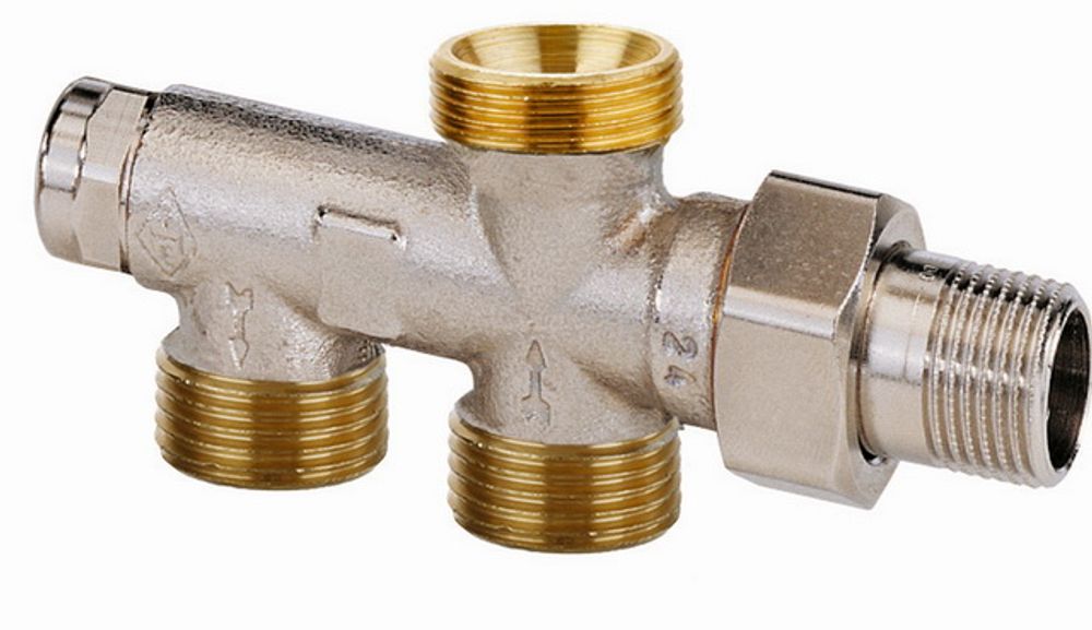 HEIMEIER Zweirohrverteiler Duolux mit Absperrung u.Voreinst.,2-Rohr-System, 3801-02.000