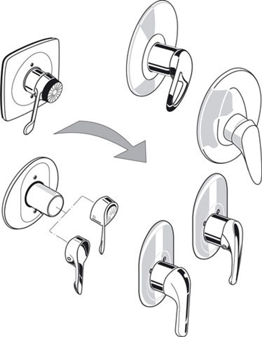Ideal Standard Reno-Set für Brausearmatur UP BS1 , A963801NU