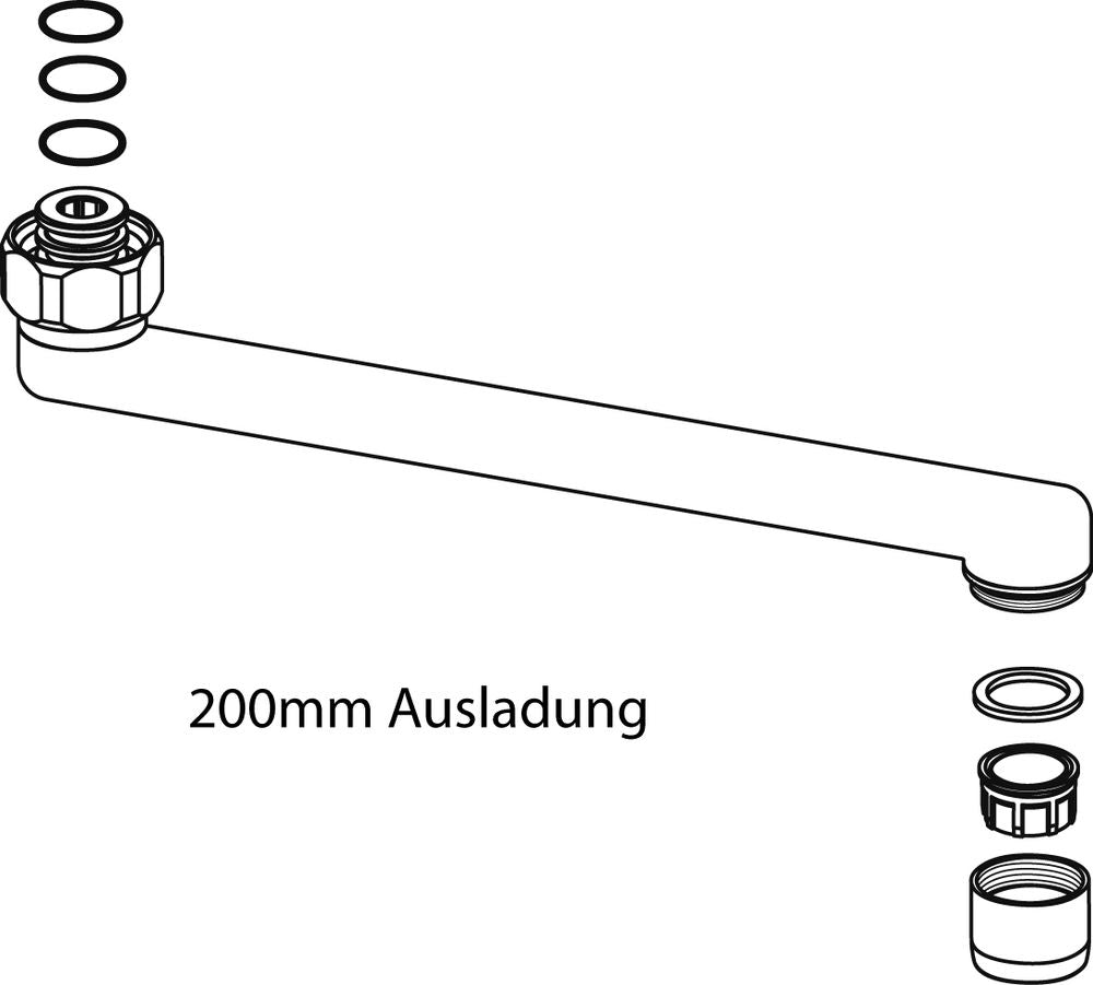 Ideal Standard Rohrauslauf 200mm, für Wand-Küchenarmatur, Chrom, B960351AA