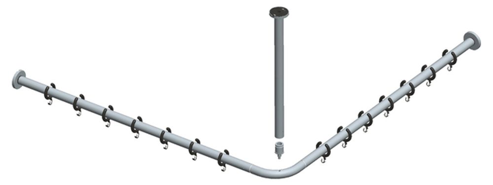 Keuco KE Brausevorhangstangen-Set Plan 14937, für Dusche 90x90, Edelstahl, 14937070900