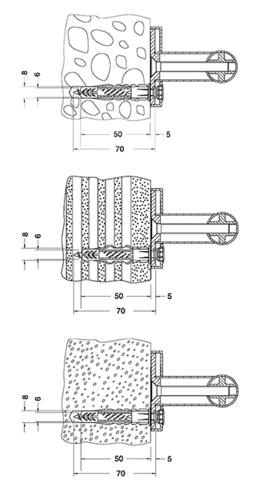 Keuco KE Bef.-Set 1 Plan Care 34990, 3xHolzschr.DIN7996-6x70 V2A 3xDübel UX8R, 34990000100