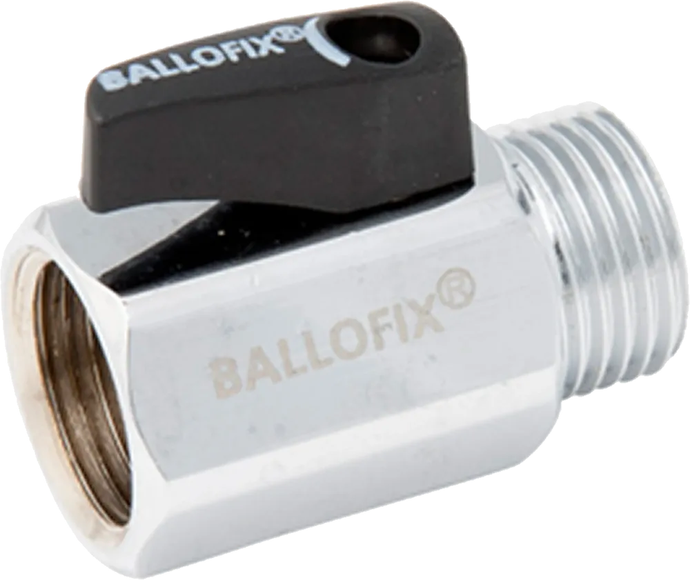 Broen Ballofix mini Kugelhahn mit Griff (schwarz) i/a G1/2" (DN15R) Cr Typ B3865, 6005065