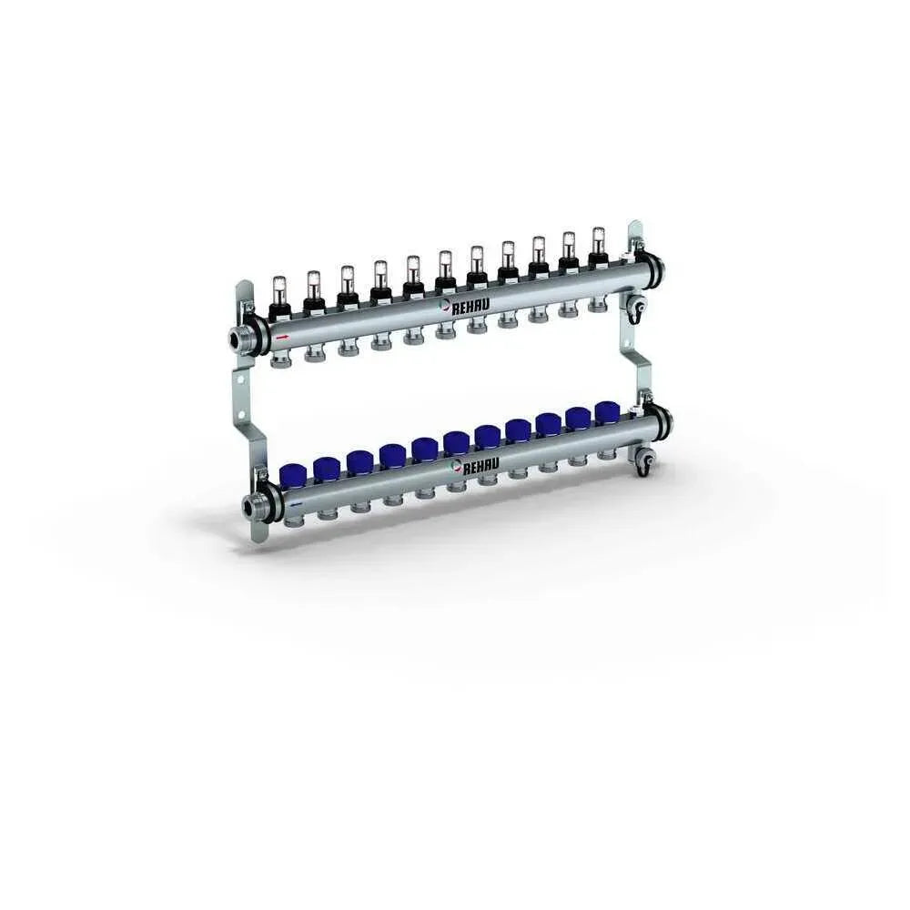 REHAU Verteiler HKV-D Easyflow Edelstahl 11 Kreise, mit Durchflussanzeige min/max, 13832101200