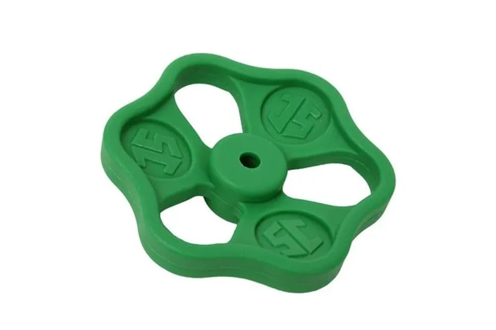 JS Handrad mit Schraube und Button, 50x6, aus Polyamid, in der Farbe grün, 0018590500001