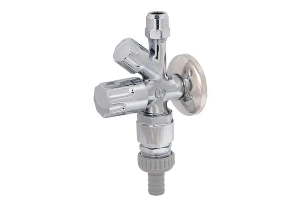 JS Kombi-Eckventil, nicht selbstdichtend, Rohrbelüfter, Schlauchverschraubung, Designgriff, 1/2'', poliert und verchromt, 0071801550001