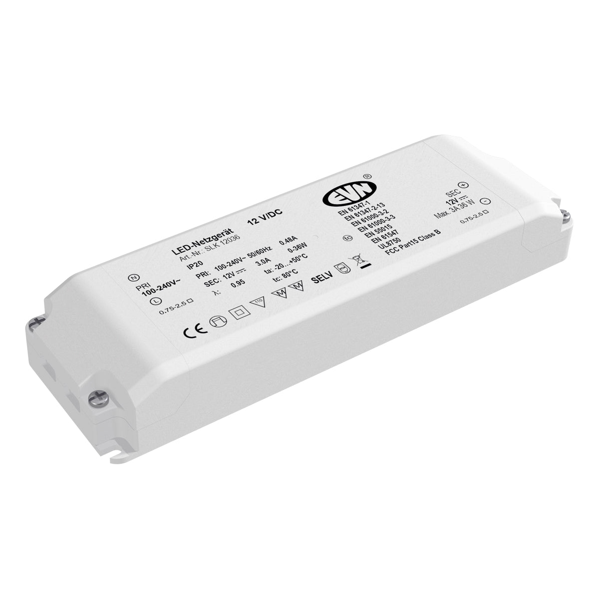 EVN LED-Trafo 0,1-36W 12V IP20 Kstgeh SLK12036 stat 166x52x24mm