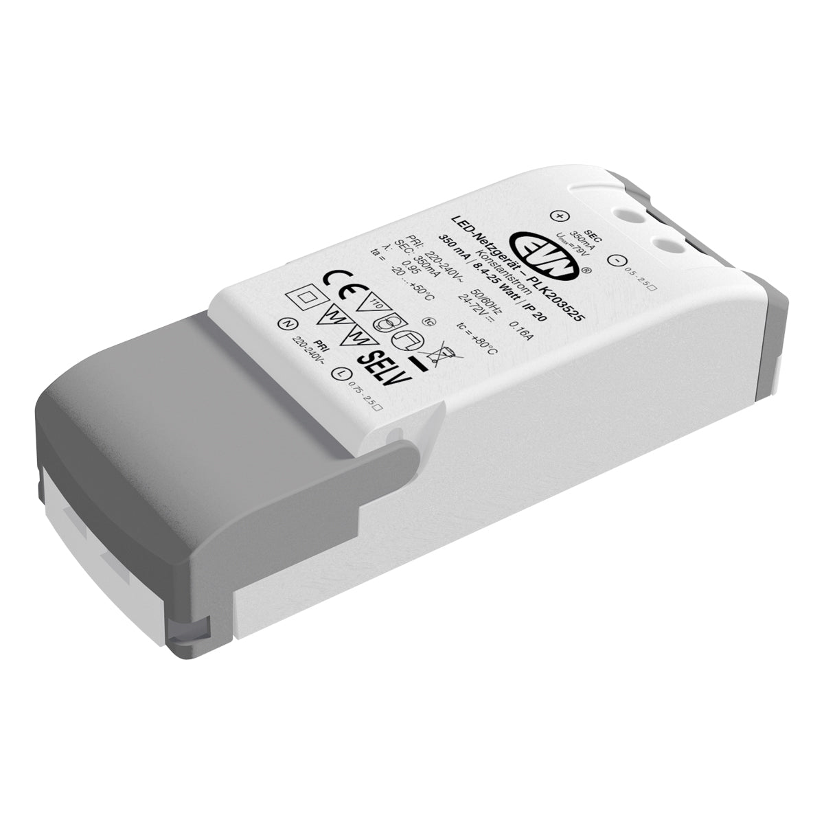EVN LED-Trafo 8,4-25W 350mA 24V IP20 dyn PLK203525 Metallgeh 120x45x28mm