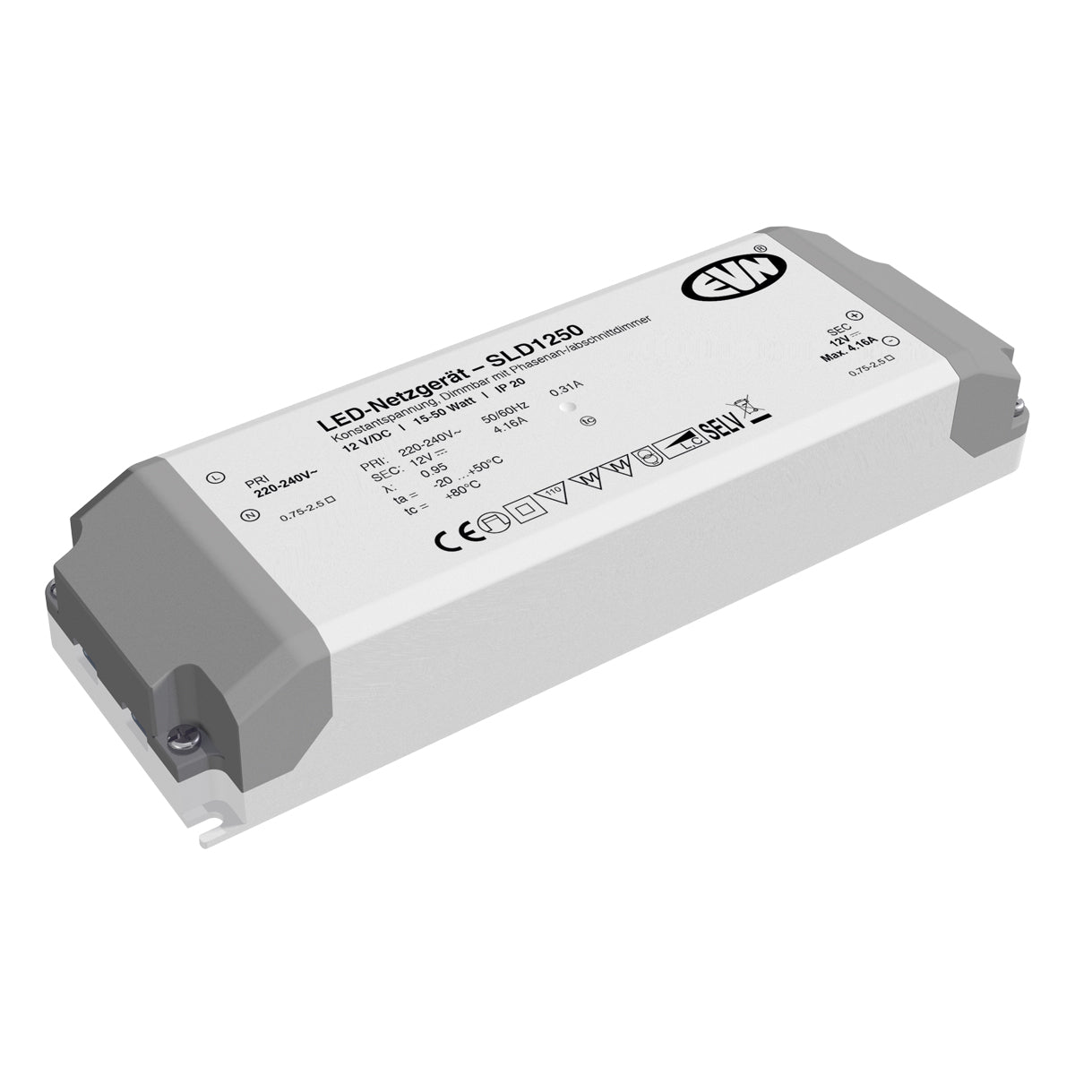 EVN LED-Steuerung 15-50W 12V dim dim dyn SLD1250 IP20 Metallgeh 184x61x32mm