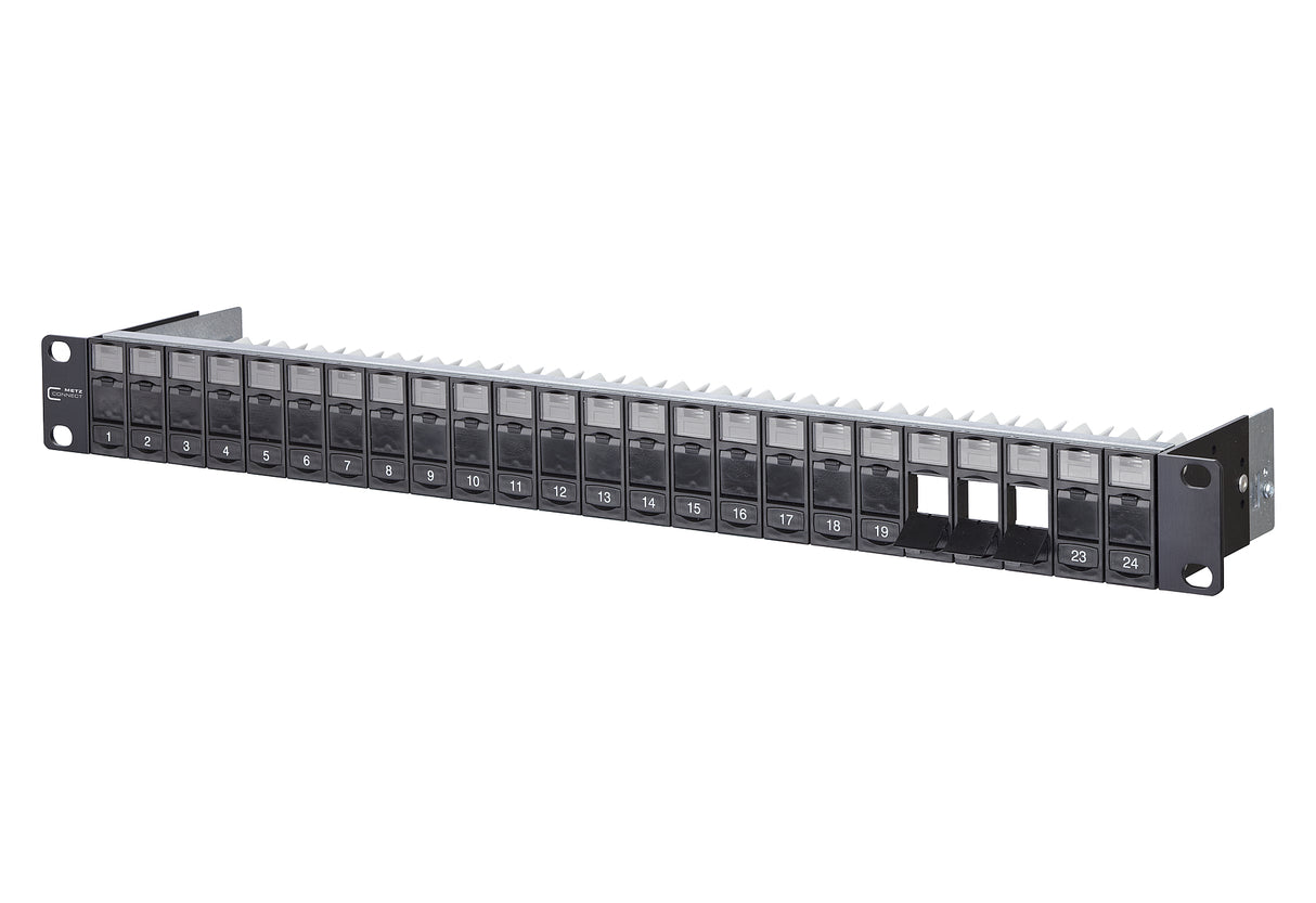 METZ CONNECT Modulträger 1HE 24Ports 130920-BKKE Schirm 44,45x482,6x95mm