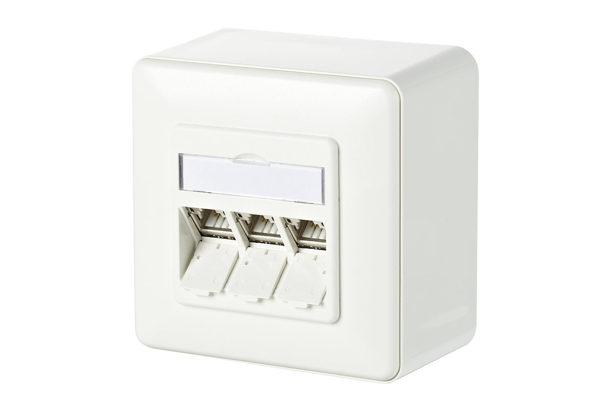 METZ CONNECT Anschlussdose Cat6A AP rws 130B11D30002-E 3xRJ45 Kanaleinb schräg