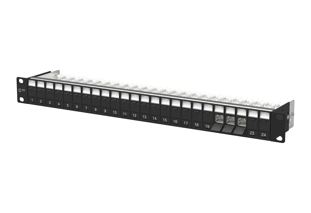 METZ CONNECT Patchpanel 24Ports 1HE 130B11P0-BK-E 24Ports Cat6A Schirm