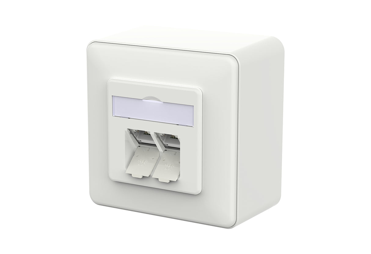 METZ CONNECT Anschlussdose Cat6A AP LSA 130E380027-I 2xRJ45 ver-ws schräg