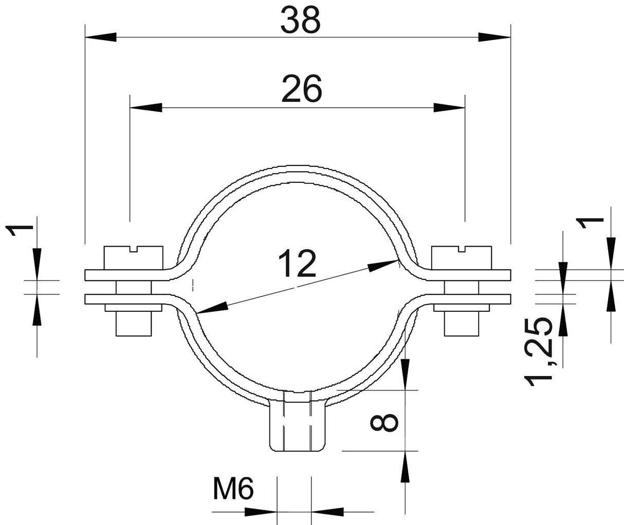 BETTERMANN Abstandsschelle 1f 12mm ST 732 12 GTP geschl f.BS_Bereich