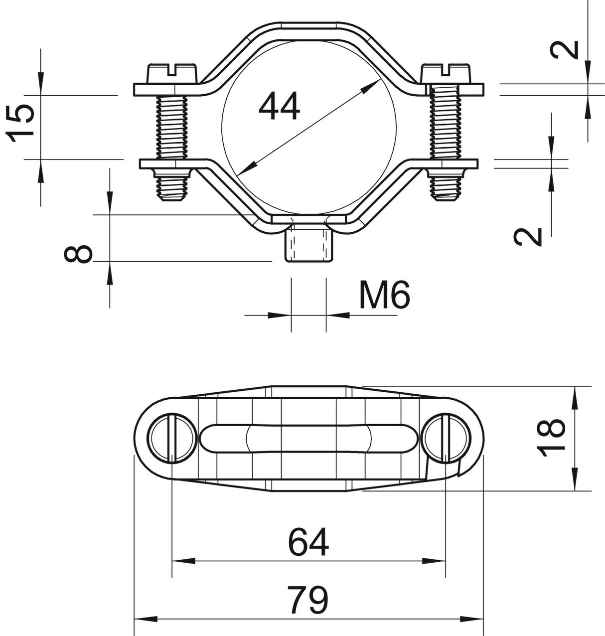 BETTERMANN Abstandsschelle 1f 44mm ST 2072 M6 G geschl hfr