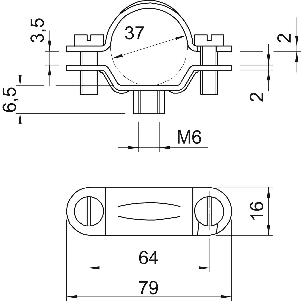 BETTERMANN Abstandsschelle 1f 34mm ST 2900 M6 33-38 G geschl hfr
