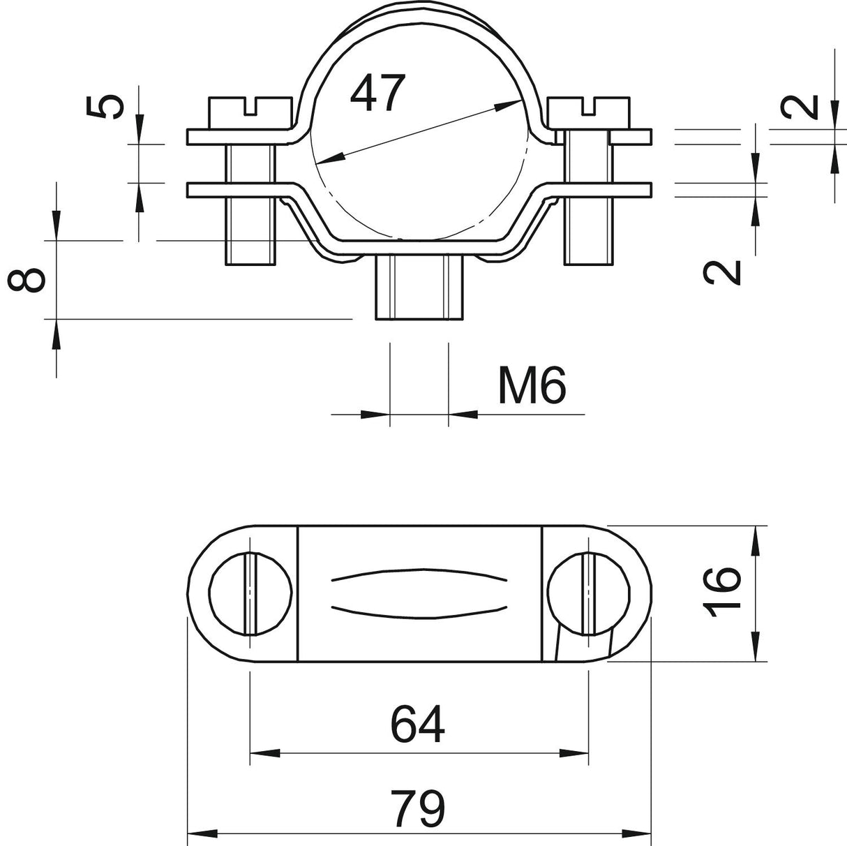 BETTERMANN Abstandsschelle 1f 48mm ST 2900 M6 43-48 G geschl hfr