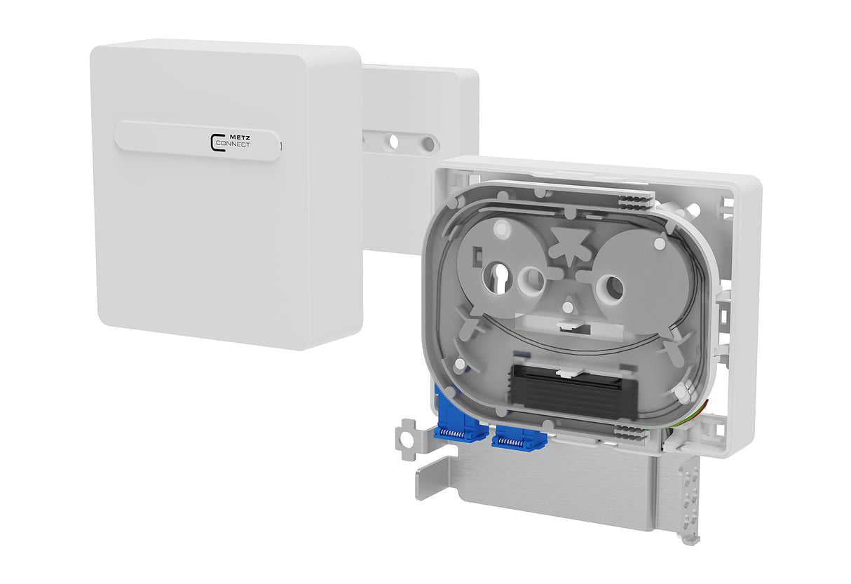 METZ CONNECT LWL-Anschlussdose 2xSC AP 1501591U02HC ws nach unten Wickelvorrat