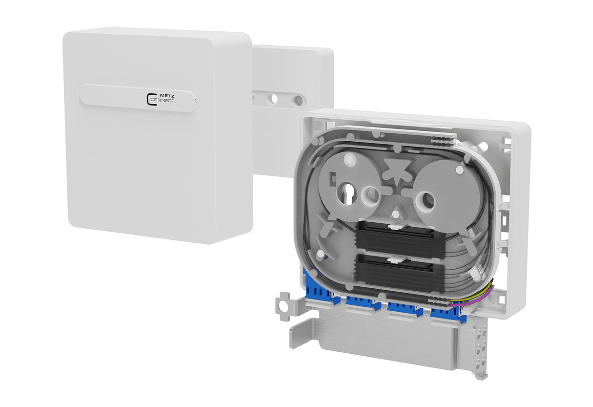 METZ CONNECT LWL-Anschlussdose 4xLC-D AP 1501597R04HC ws nach unten Wickelvorrat