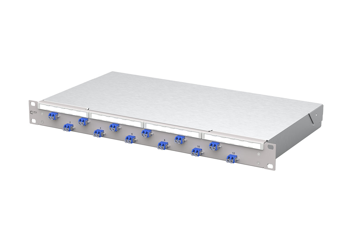 METZ CONNECT LWL-Patchpanel 12f LC-D OS2 1504507412-F 482,6mm(19), 1HE max:12f