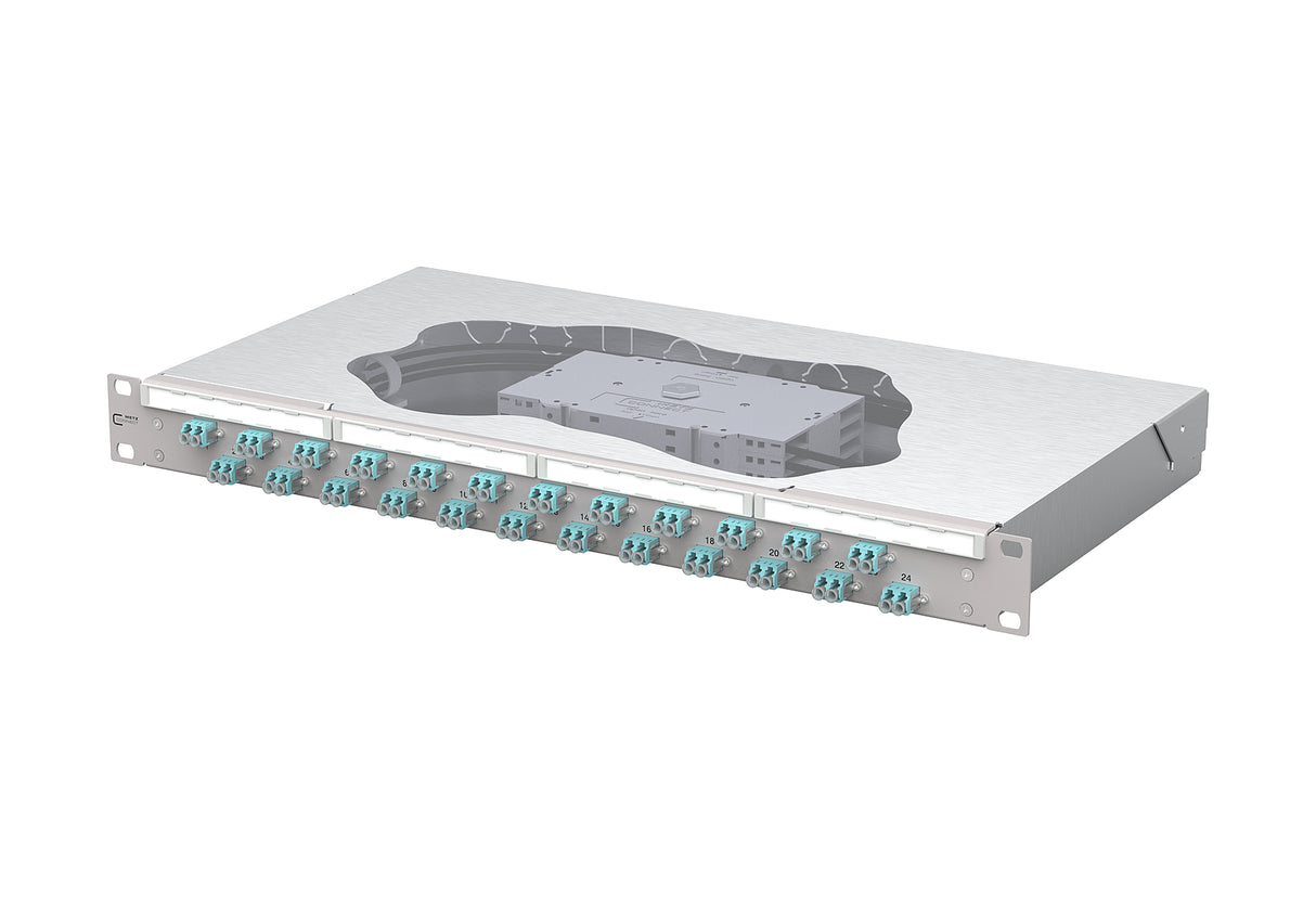 METZ CONNECT LWL-Patchpanel 24f LC-D OM3 1504557724-E 482,6mm(19), 1HE max:24f