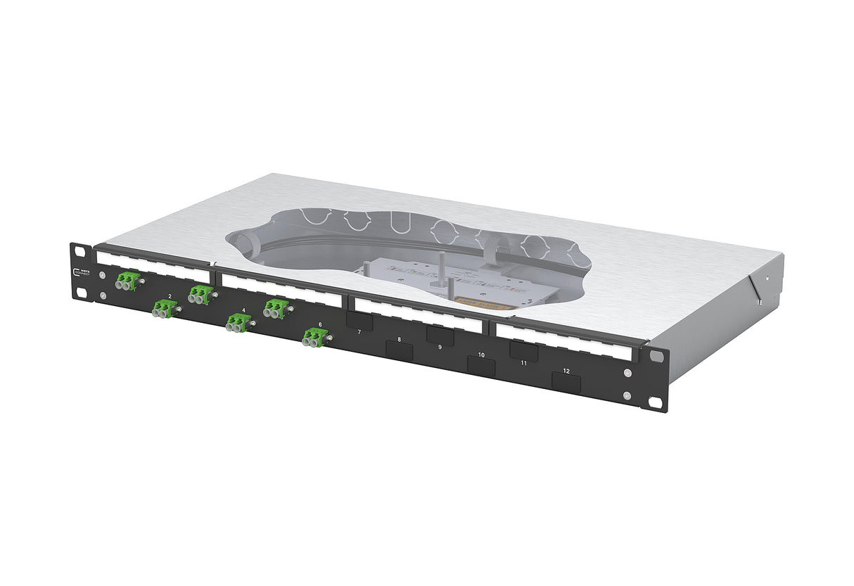 METZ CONNECT LWL-Patchpanel APC 6f LC-D 1504597606-C 482,6mm(19), 1HE OS2