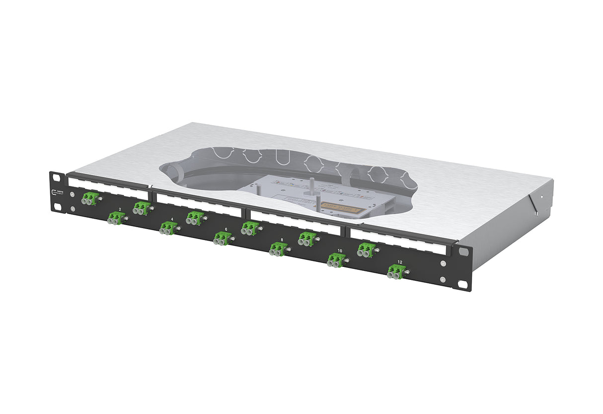 METZ CONNECT LWL-Patchpanel APC 12f LC-D 1504597612-C 482,6mm(19), 1HE OS2