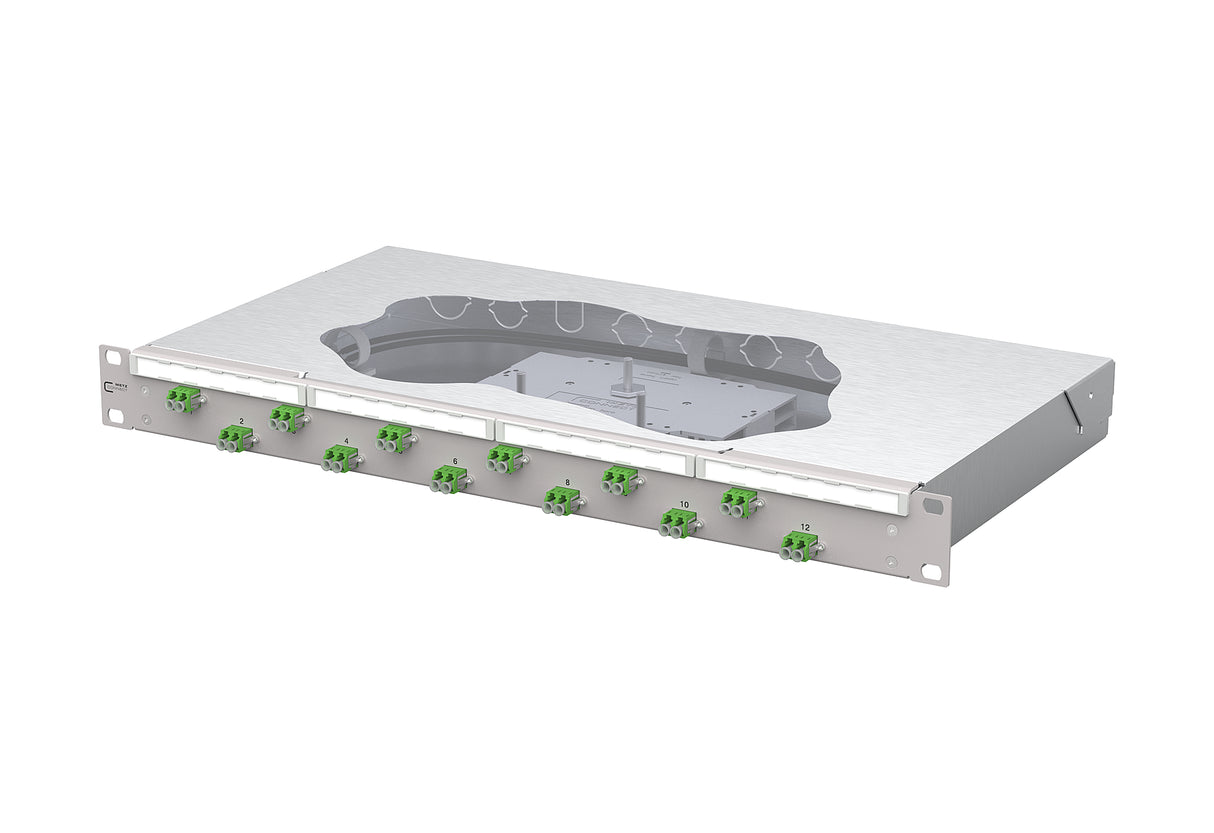 METZ CONNECT LWL-Patchpanel APC 12f LC-D 1504597612-F 482,6mm(19), 1HE OS2