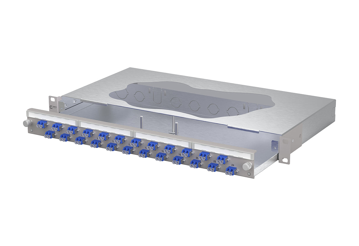 METZ CONNECT LWL-Patchpanel 24f LC-D OS2 1504607424-E 482,6mm(19), 1HE max:24f