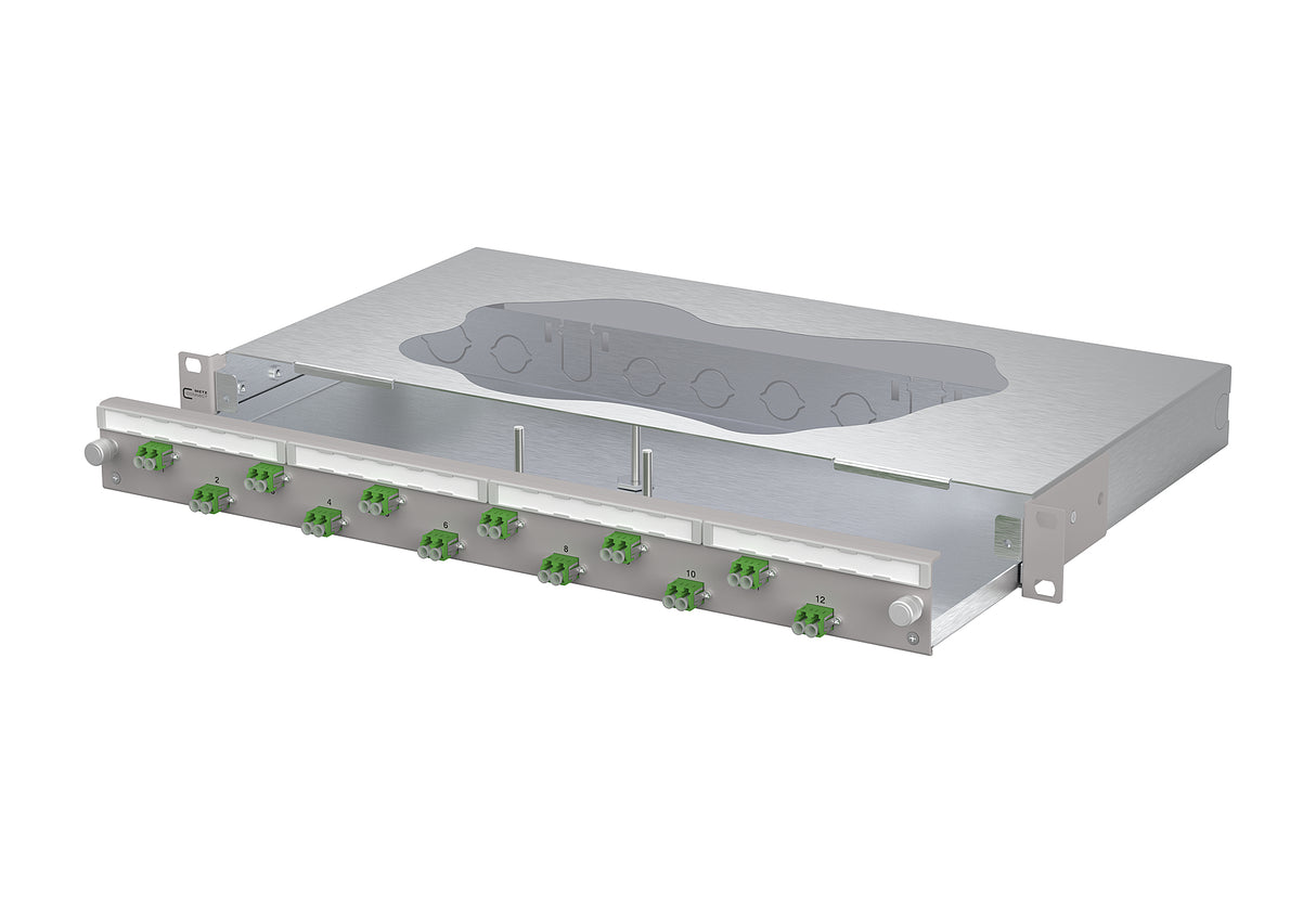 METZ CONNECT LWL-Patchpanel APC 12f LC-D 1504607612-F 482,6mm(19), 1HE OS2