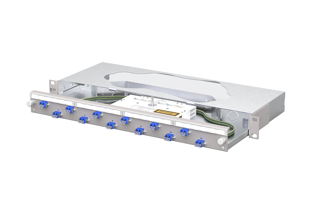 METZ CONNECT LWL-Patchpanel 12f LC-D OS2 1504997412-F 482,6mm(19), 1HE max:12f