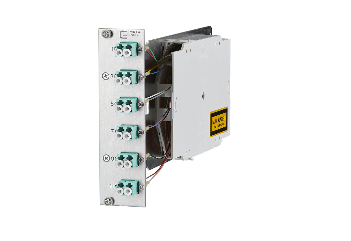 METZ CONNECT LWL-Frontplatte 6f LC-D OM3 1528S577061E 482,6mm(19), 3HE max:6f