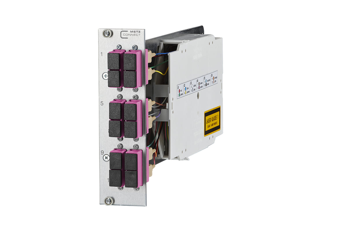 METZ CONNECT LWL-Frontplatte 6f SC-D OM4 1528S7BB061E 482,6mm(19), 3HE max:6f