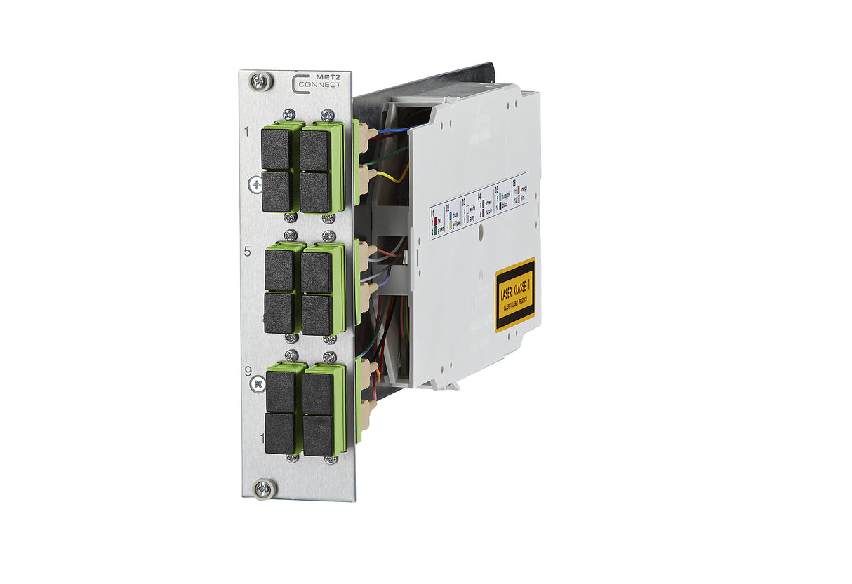METZ CONNECT LWL-Frontplatte 6f SC-D OM5 1528S8BM061E 482,6mm(19), 3HE max:6f