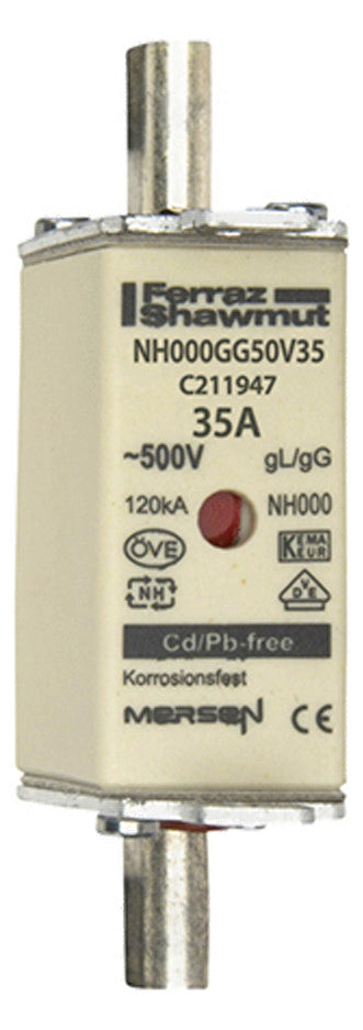 MERSEN NH-Sicherungseinsatz 35A NH000 gG NH000GG50V35 500VAC Kombik