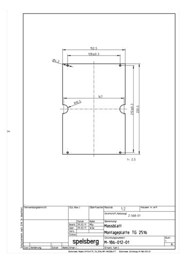 SPELSBERG Montageplatte Verteiler Kst TG MPI-2516 unbeh 152x220mm Lochung